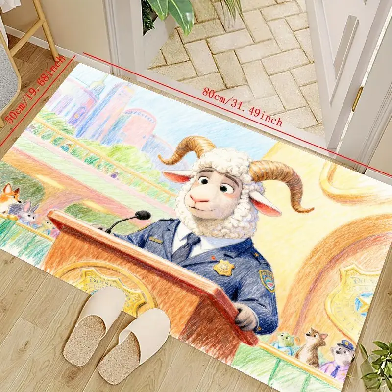 1 шт. Zootopia Chief Bogo Ram овечий полицейский напольный коврик, декоративный коврик в стиле аниме с персонажем мультяшного животного для жизни