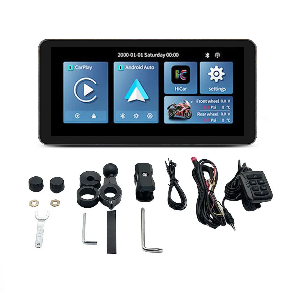 6,3-дюймовый IPS-экран высокой четкости 1560*720 с беспроводным Carplay и функцией автоматического сенсорного экрана Android, мотоциклетная навигация