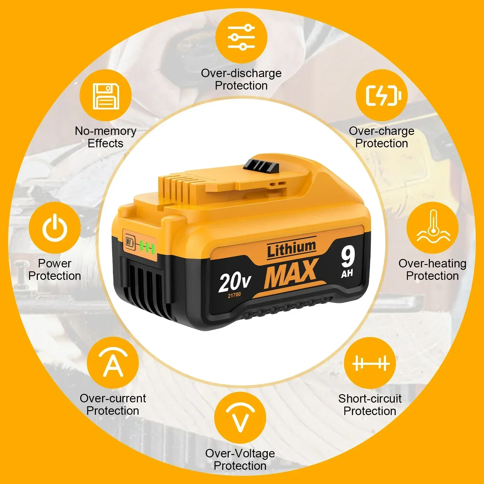 Фото Сменная батарея для Dewalt 20 в DCB200, встроенная батарея 21700, литий-ионная аккумуляторная батарея 20 в макс. для электроинструмента №3
