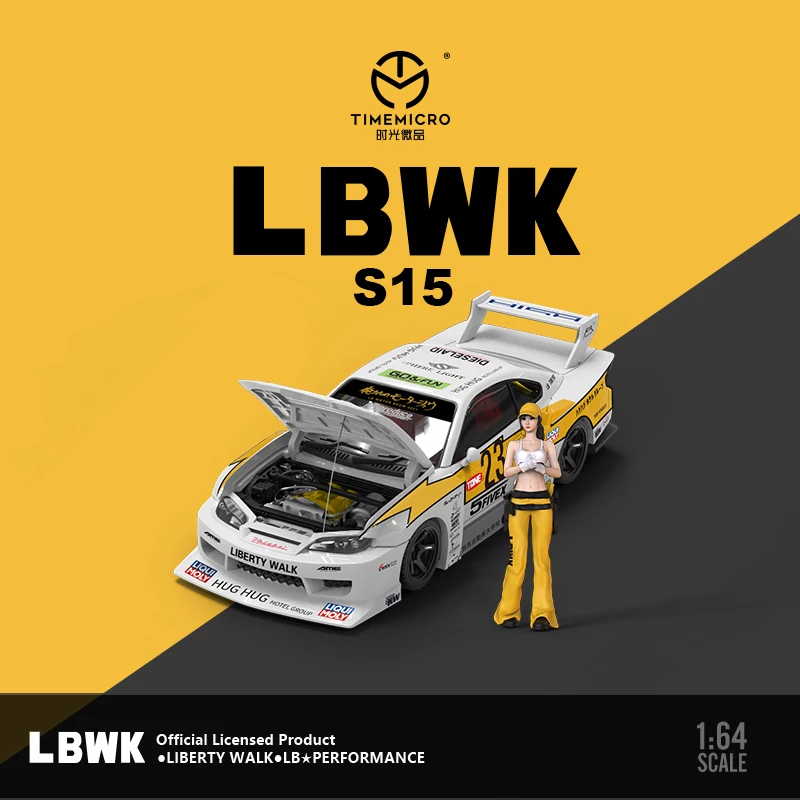 TimeMicro1:64 LBWK S15, открытая версия 23, имитация покрытия, модель автомобиля из сплава
