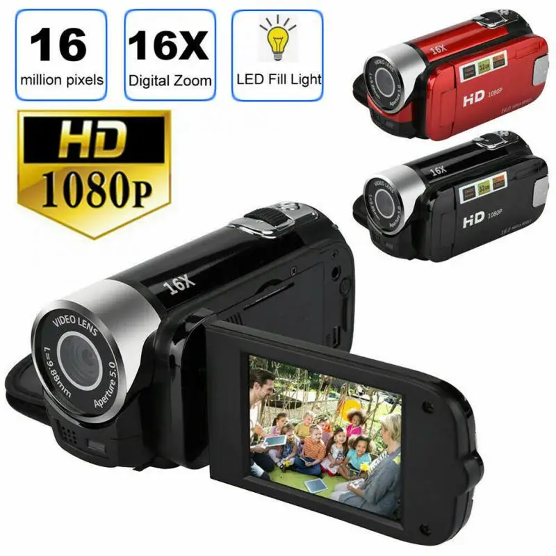 1080P видеокамера Цифровая видеокамера USB перезаряжаемая TFT LCD 24MP 16X Zoom DV AV ночное зарядное устройство с вилкой US/EU/UK/AU