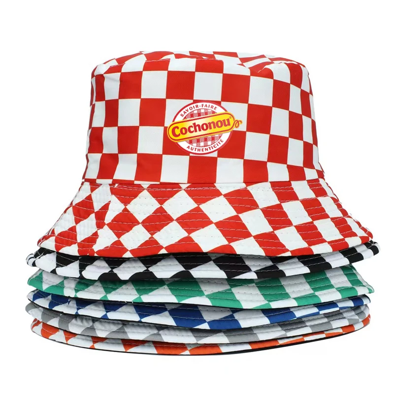 Фото Topi Bob Cochonou kotak-kotak merah cantik wanita, topi декабря musim panas dewasa kasual katun reversibel luar ruangan grosir №5