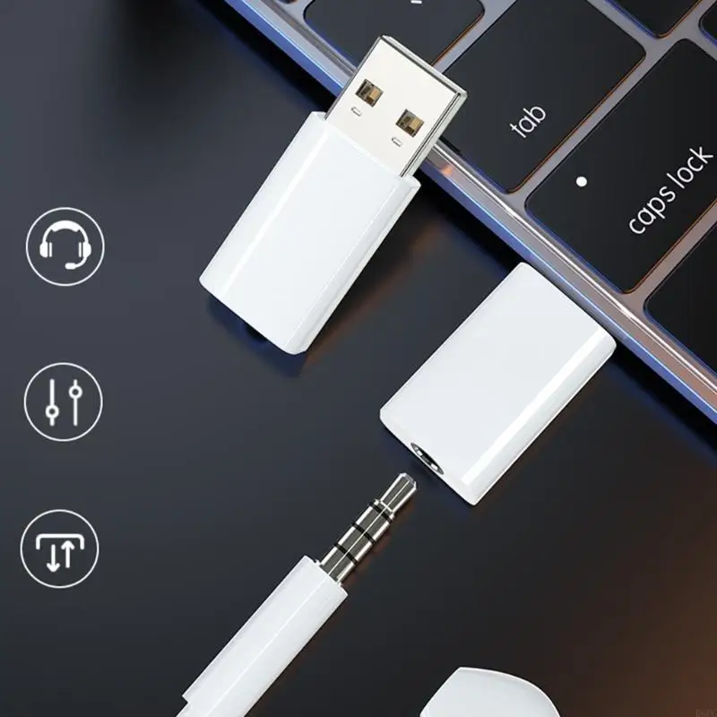 Фото USB -3,5 -мм Audios Adapter USB C к аудионому ключу, совместимое с настольными настольными док -станциями. №2
