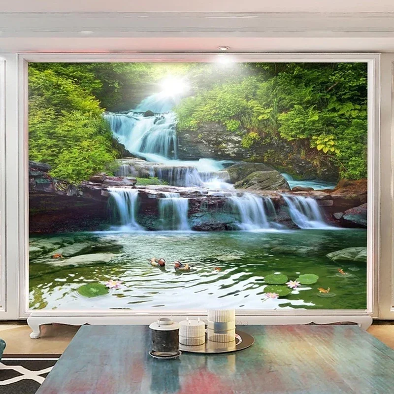 Фото Водопад, природный пейзаж, 3D фото обои для спальни, гостиной, дивана, ТВ, фон, Papier Peint, индивидуальный плакат, настенная роспись №3