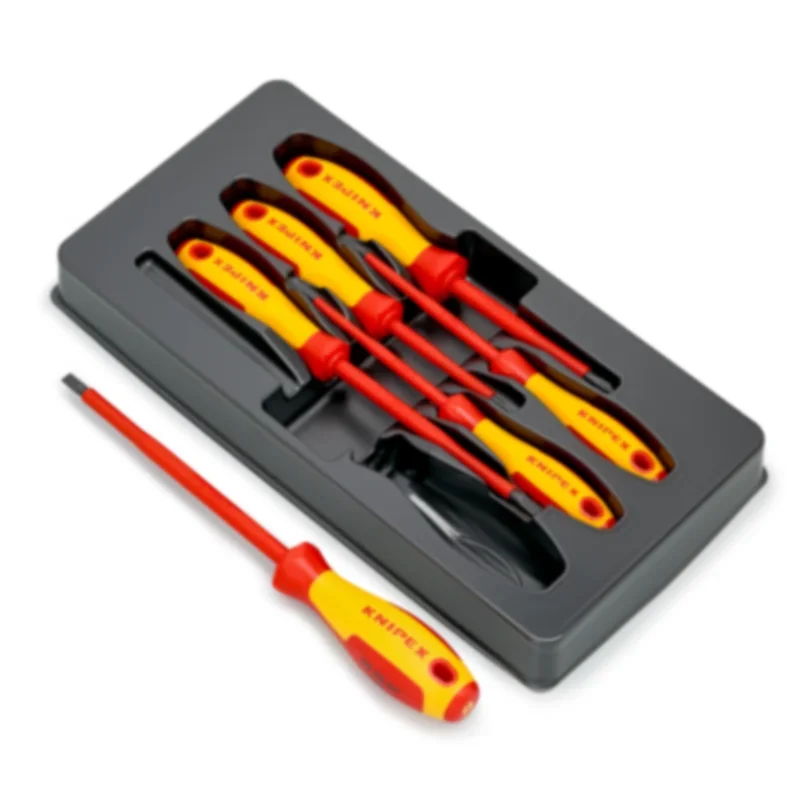 Фото KNIPEX 00 20 12 V01 Набор изолированных отверток из 6 предметов — 1000 В, протестированный VDE, шлицевой + PH1/PH2 с крестообразным утоплением №4