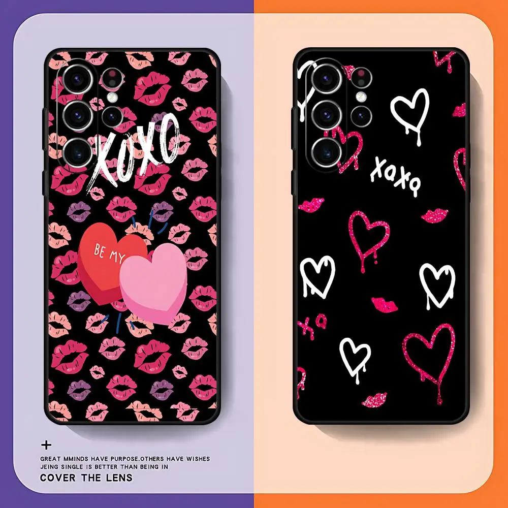 Модный чехол для телефона Xo-xo розового цвета для девочек для Samsung Galaxy S25 S24 S23 S22 S21 S20 Plus Ultra Note20 Limited Soft Black