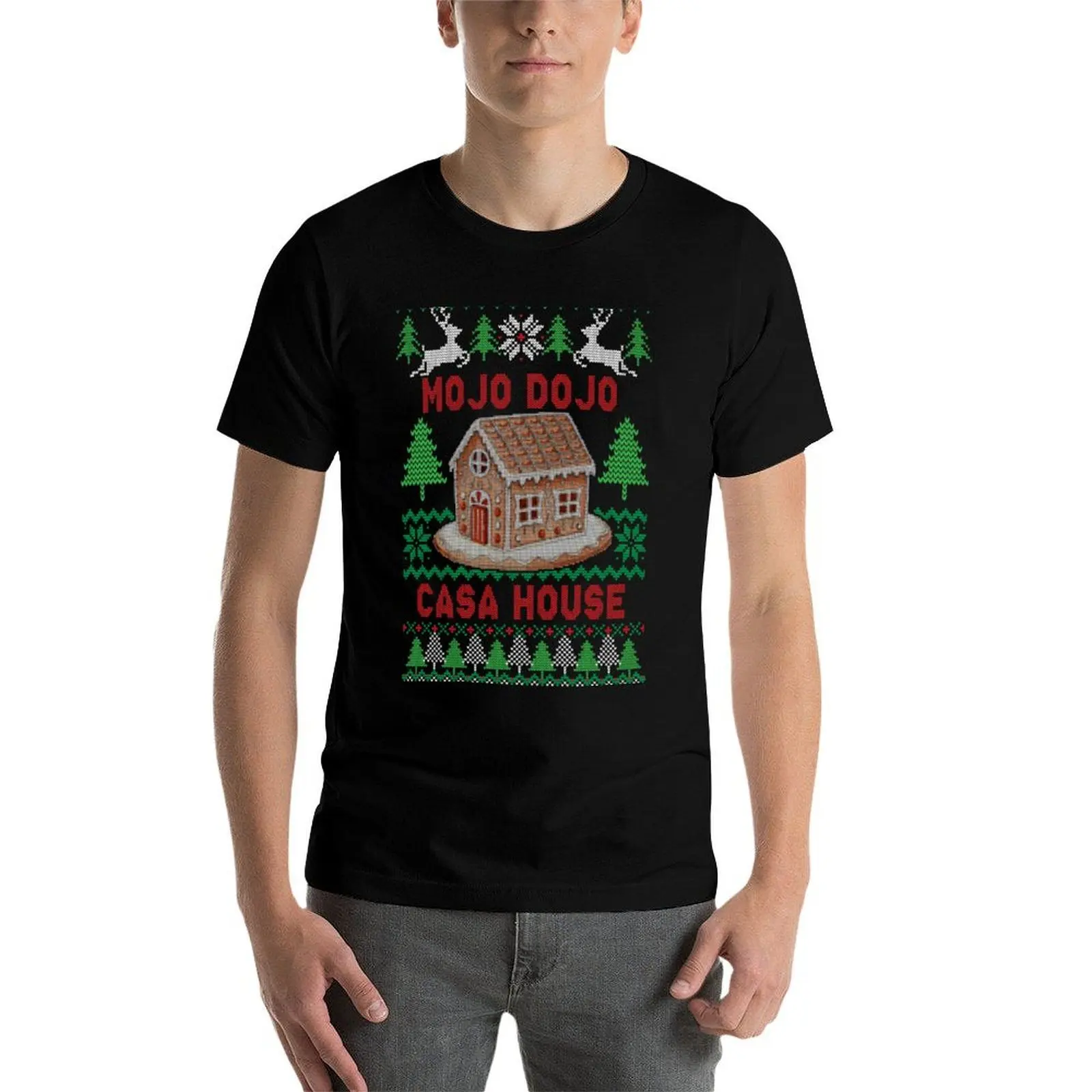 Фото Mojo Dojo Casa House Ugly Xmas Shirt футболки для мужчин футболки с рисунком футболки для мужчин хлопковая мягкая футболка №4