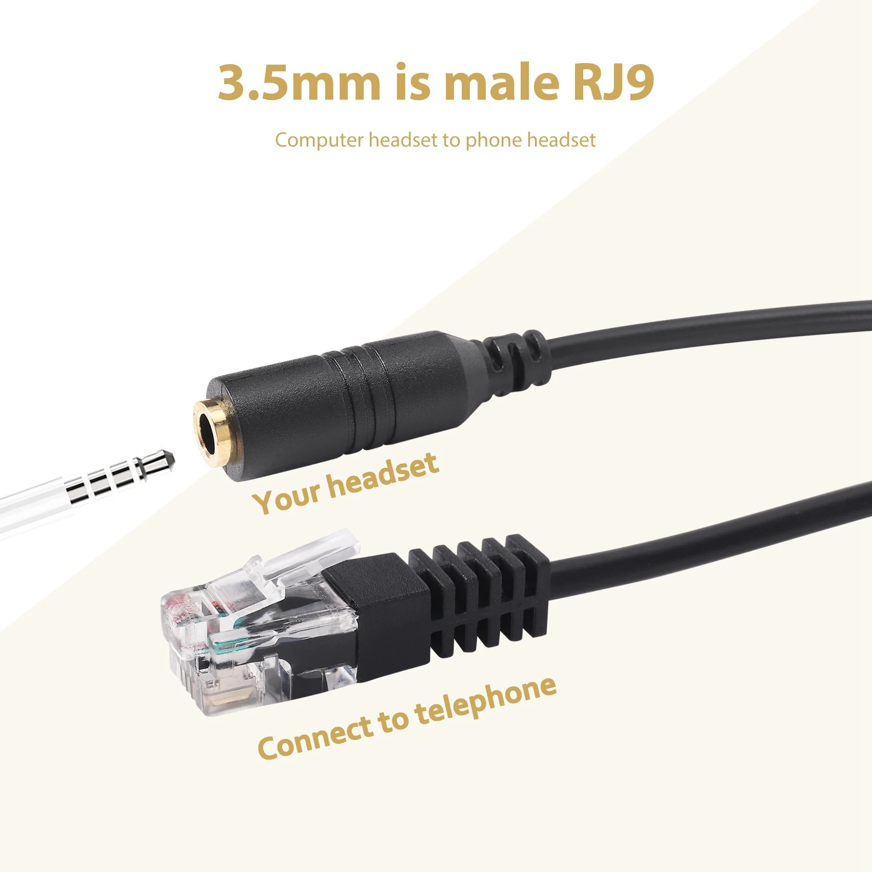 Фото 2 шт. 3,5 мм стерео аудиогарнитура для разъема Cisco «мама-папа» RJ9, адаптер, кабель-переходник, шнур №4