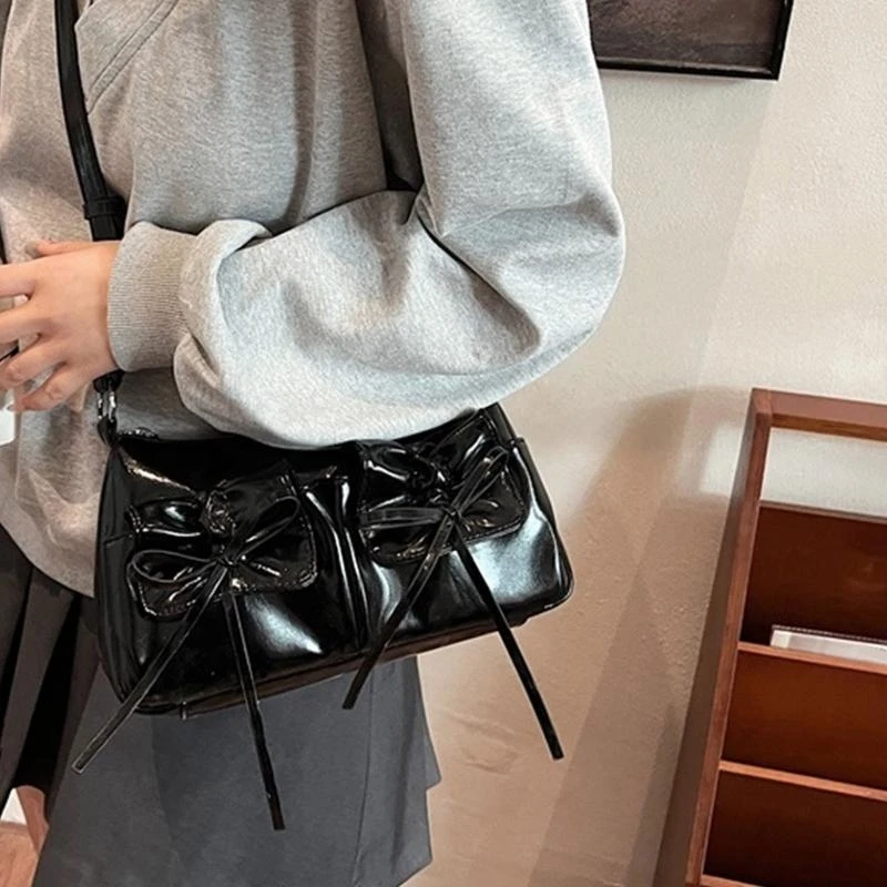 Фото E8FB Bows Cemorted Sweads Bag Bute Кожаный кошелек для подмышки для работы или повседневных прогулок №4