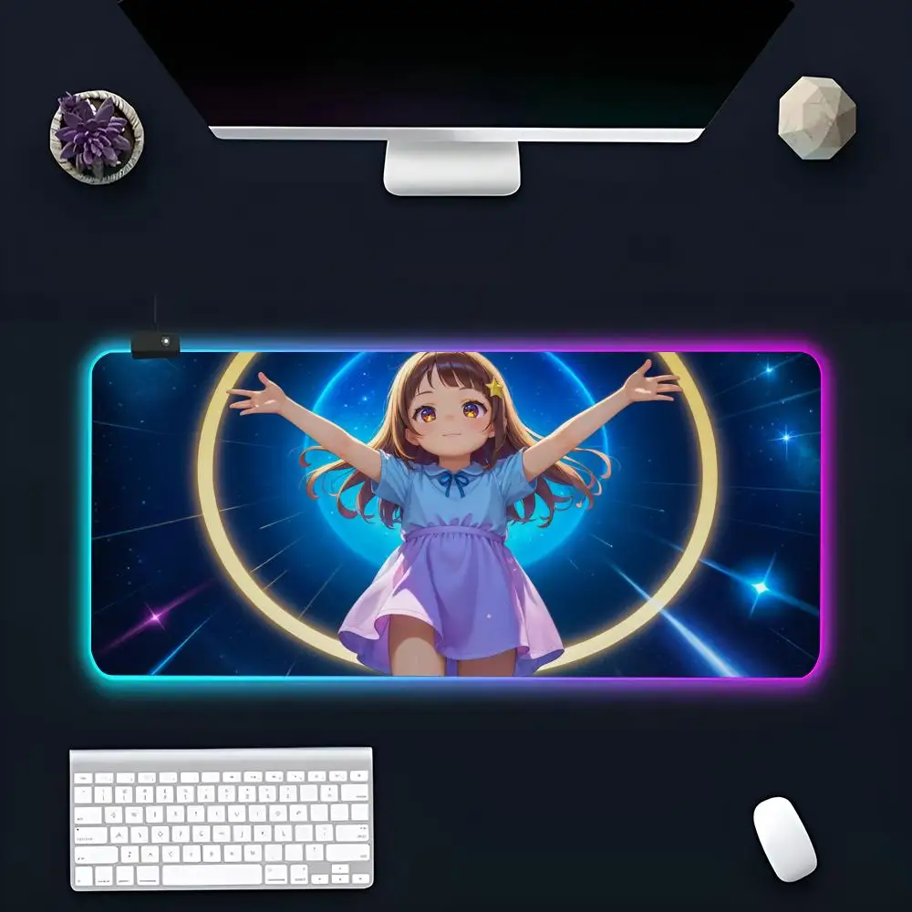 Милый коврик для мыши Loli для маленькой девочки, популярные большие коврики RGB, размеры XXL, настольные коврики из Японии, коврики для клавиатуры, Настольный коврик с подсветкой c