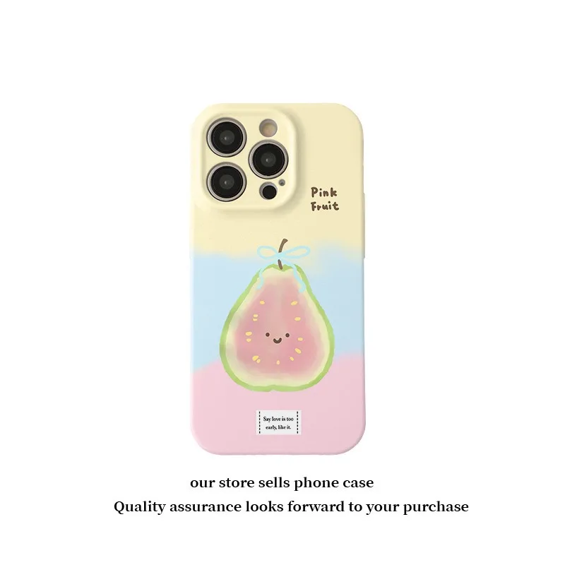 Фото Милый желтый чехол Fig Guava для IPHONE 17 16ProMax 15 14 13 12 11 PRO Plus XR XS SE, акриловый ТПУ, два в одном, магнитные чехлы для телефонов №2