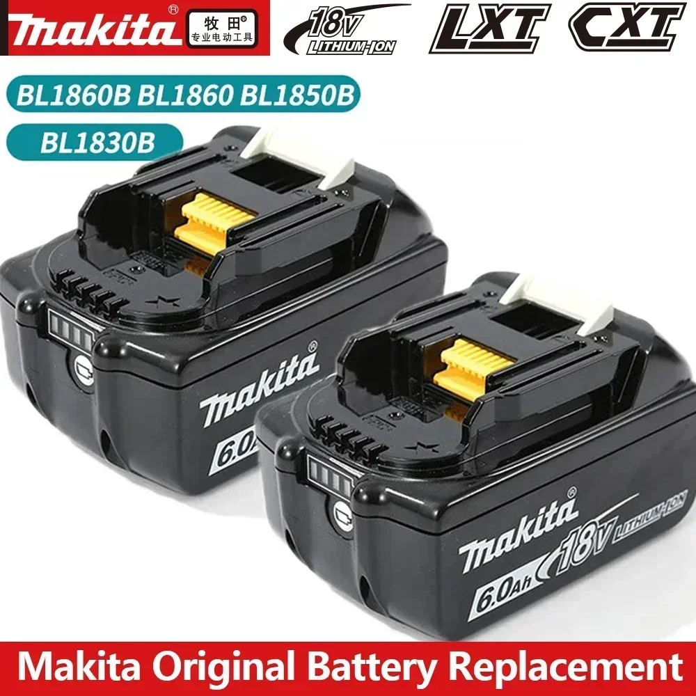 Оригинальная батарея Makita 18 В, 6 Ач, аккумуляторная батарея для электроинструментов, 18 В, со светодиодной литий-ионной заменой LXT BL1860B BL1860 BL1850