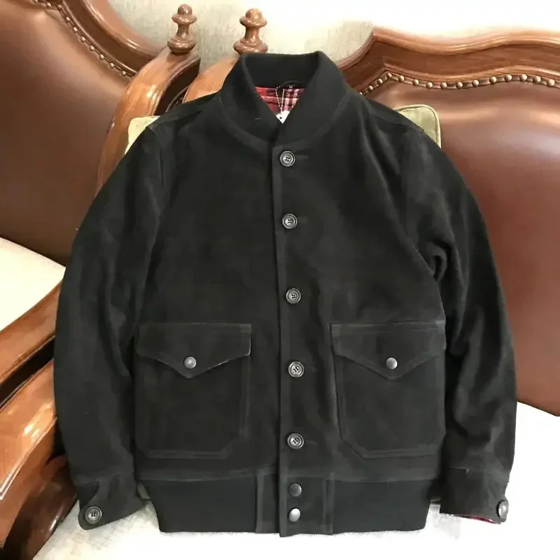 Фото LNY Shop Best. Совершенно новая классическая мужская куртка из натуральной кожи, повседневная мужская теплая куртка в стиле A1, куртка-бомбер из коровьей замши №4