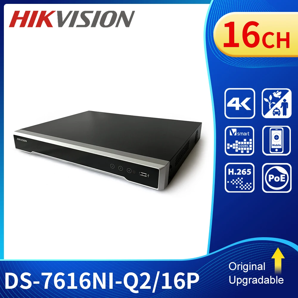 Hikvision DS-7616NI-Q2/16P 16-канальный сетевой видеорегистратор POE NVR P2P H.265 + 2 слота SATA Видеонаблюдение