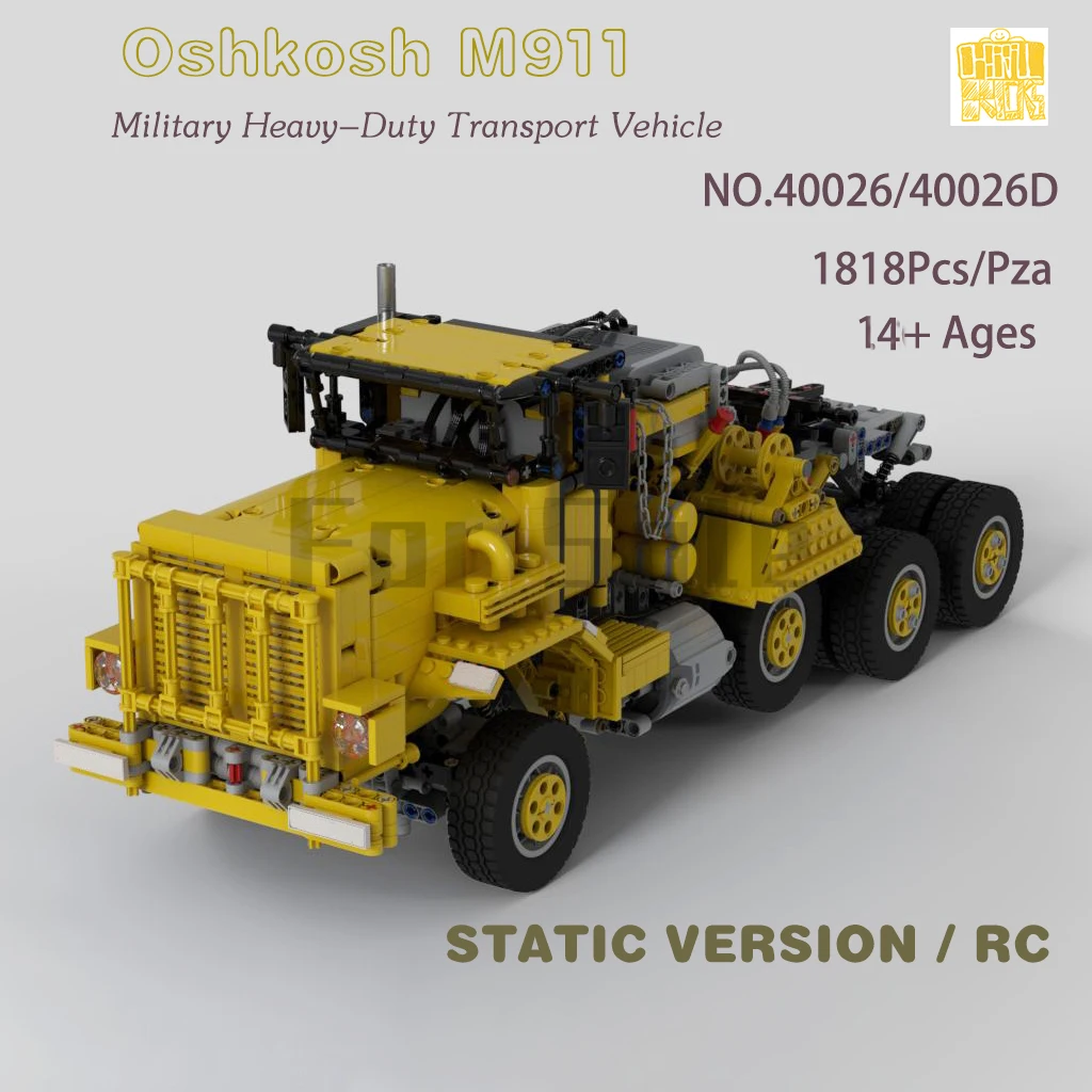 Модель автомобиля Moc 40026 Oshkosh-M911-Military повышенной прочности с рисунком в формате PDF, строительные блоки, кирпичи, подарки на день рождения и Рождество