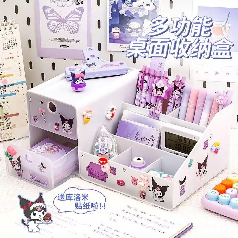 Sanrio Melody, милая перегородка, ящик для хранения для девочек и студентов, новый стиль, мультяшный общежитие, настольный ящик большой емкости, держатель для ручек