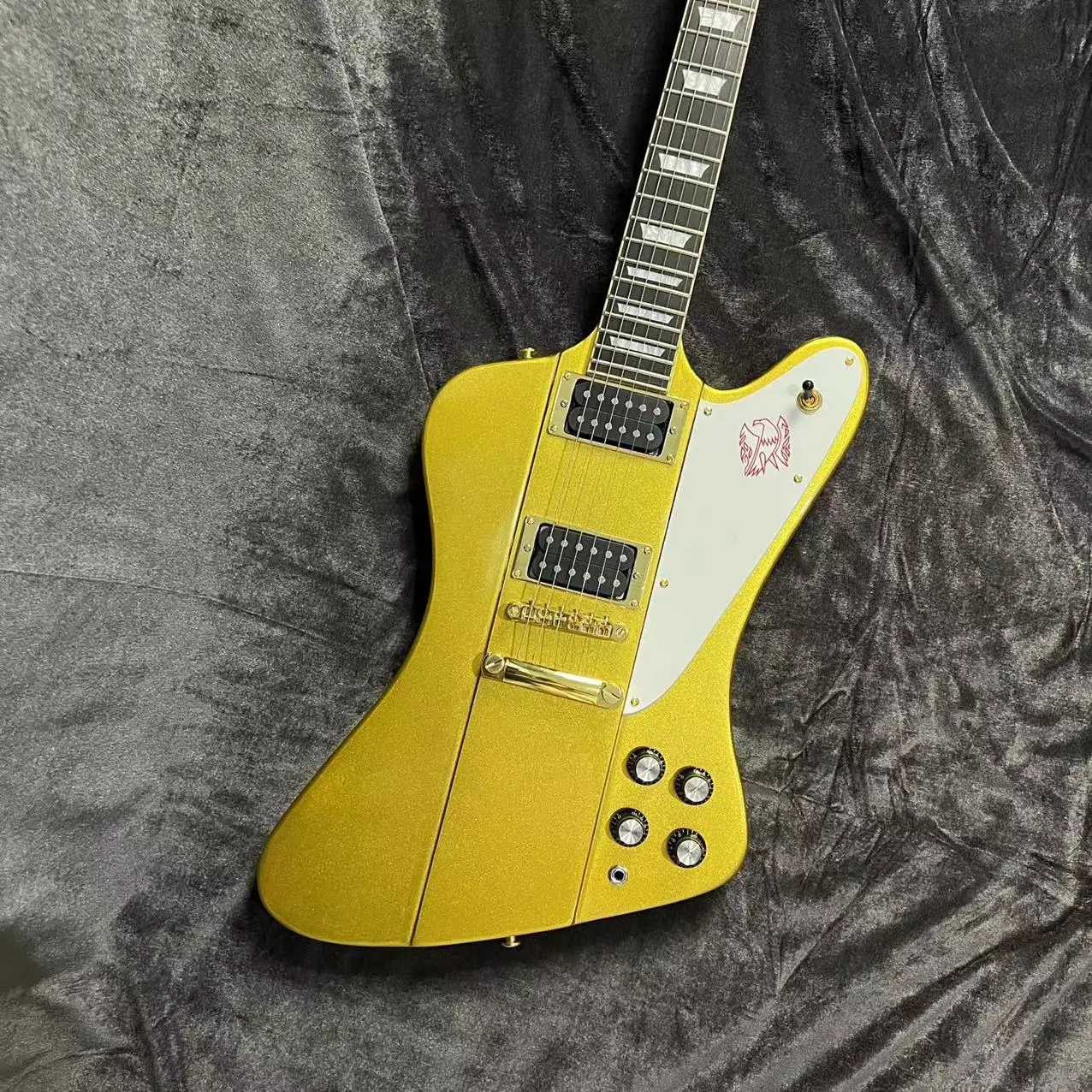 Электрогитара Firebird, корпус из красного дерева, фингерборд из палисандра, металлический золотой цвет, 6-струнная гитара, 기타