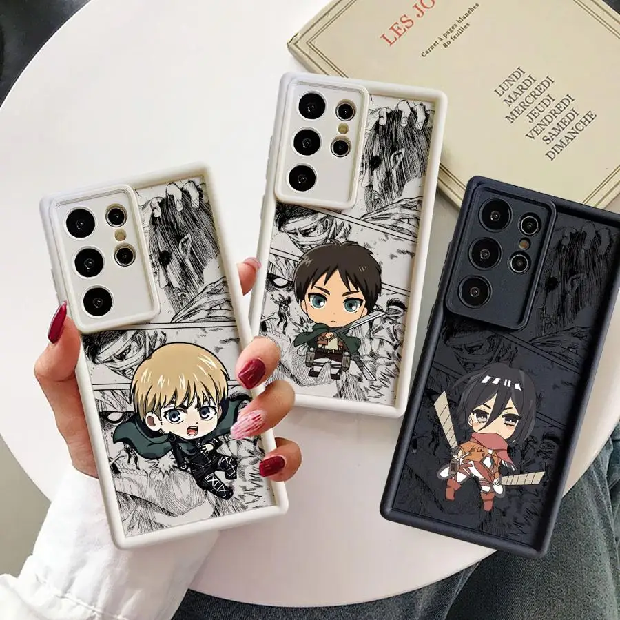 z kreskówki atak tytanów etui na telefon do Samsung Galaxy S23Ultra S24 Ultra S20 FE S23 Plus S21 S22 Ultra 5G wstrząsoodporna funda