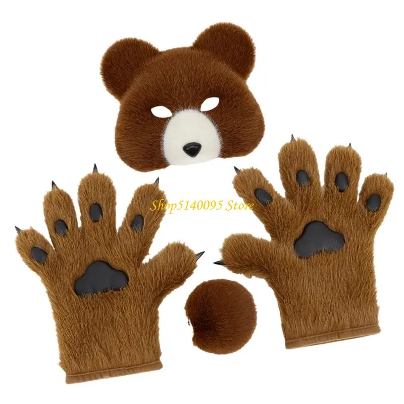 DXAE 3PCS BEAR COSTUME HALLOWEEN COSPLAY COSPLAY COSTUME МЕГО МЕД