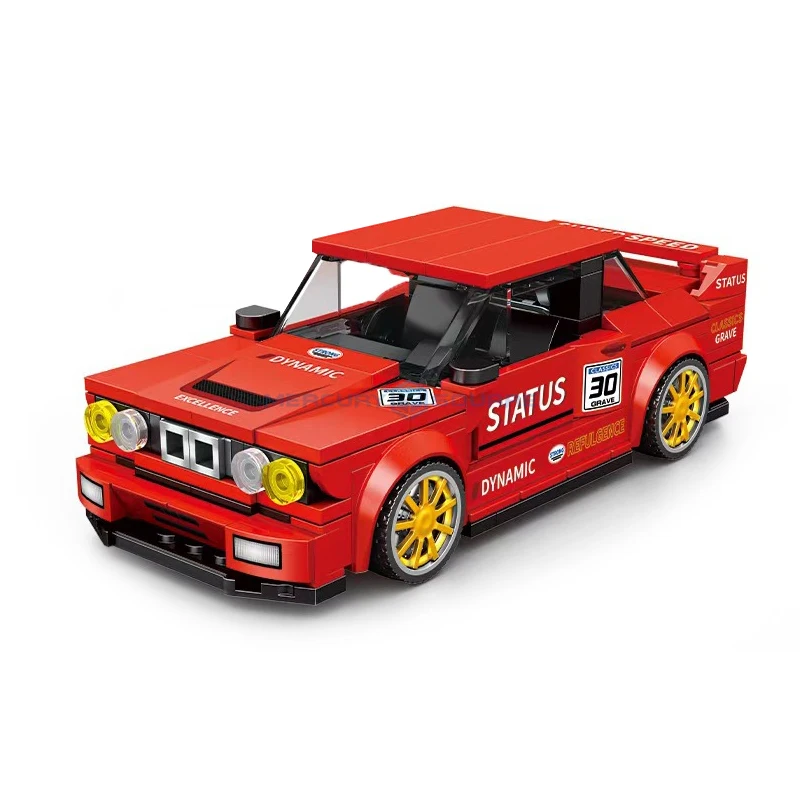 Красный E30 Модель гоночного автомобиля Строительные блоки MOC JD0666 Быстрая скорость транспорта Автомобиль Кирпичи Идеи Коллекция игрушек Набор подарков для детей