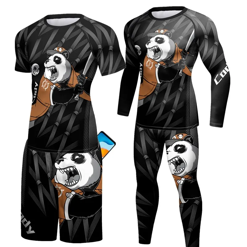 Мужские футболки Jiu Jitsu Rashguard, шорты для ММА, компрессионные майки Boxeo для кикбоксинга, одежда для спортзала, комплекты боксерской футболки