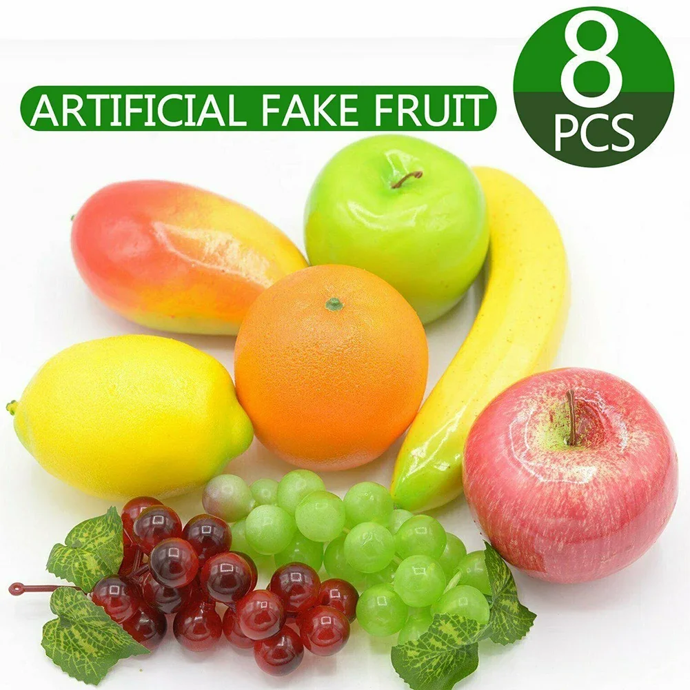 Фото Фрукты Поддельные фрукты Поддельные фрукты Искусственные искусственные фрукты Поддельные фрукты Виноград Лимон Реалистичный рынок Вечеринка 8 шт. №2