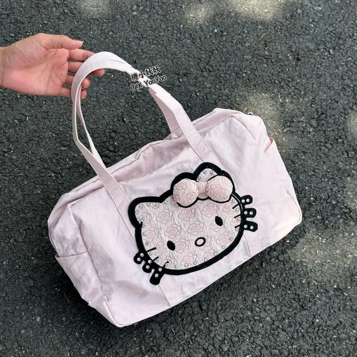 Фото Ретро леопардовый узор Hello Kitty сумка через плечо для женщин большая вместительная универсальная сумка-тоут для багажа милые подарки для девочек №3
