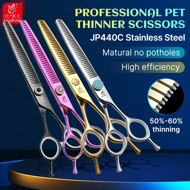 Высококачественные ножницы Fenice JP440C 6,5/7,0 дюйма для груминга домашних животных, для пушистых филировок, ножницы с уровнем 50-60%, красочные ножницы, инструменты для ухода за собаками