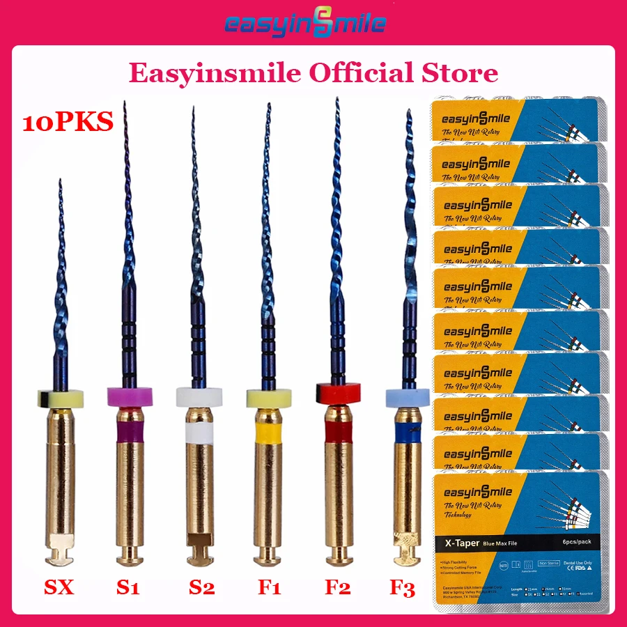 10Packs Easyinsmile Внутренний напильник NITI Внутренний зуб вращающийся насадка SX - F3 25MM X - Pro Синий конический двигатель