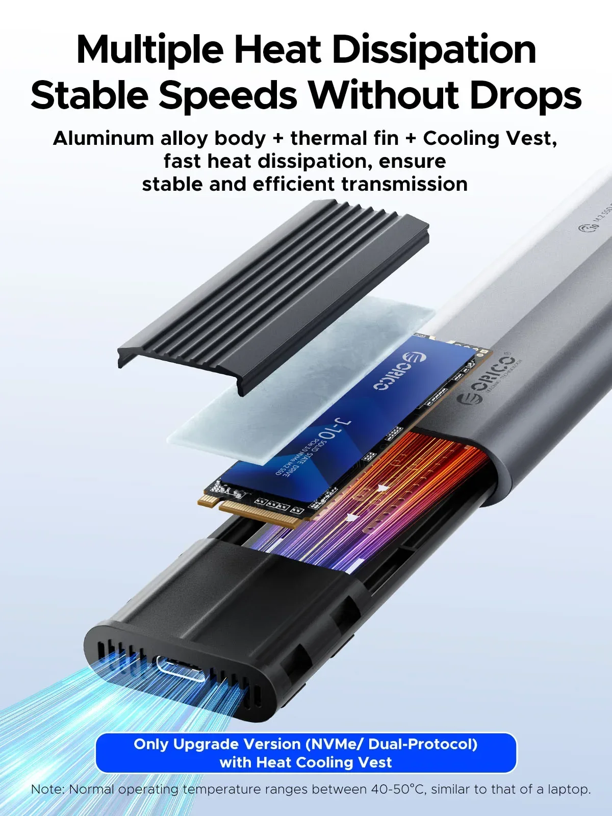 Фото ORICO M.2 NVMe Solid State Drive Box Type-C Интерфейс подходит для PCIe NVMe и SATA SSD Externa 10 Гбит/с мобильного жесткого диска №4