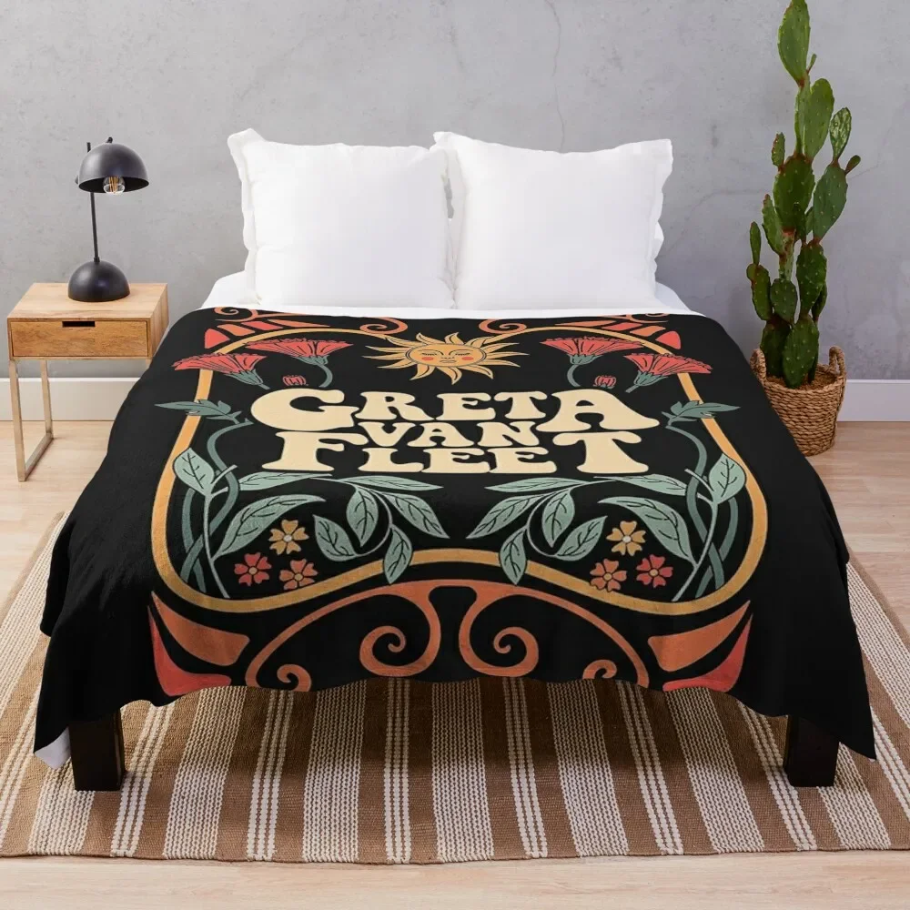 Рубашка Iris greta 1 Greta Van Fleet, ретро музыкальный фургон Fleet рок-группы Boho, винтажный музыкант, ретро фургон флот, плед одеяло