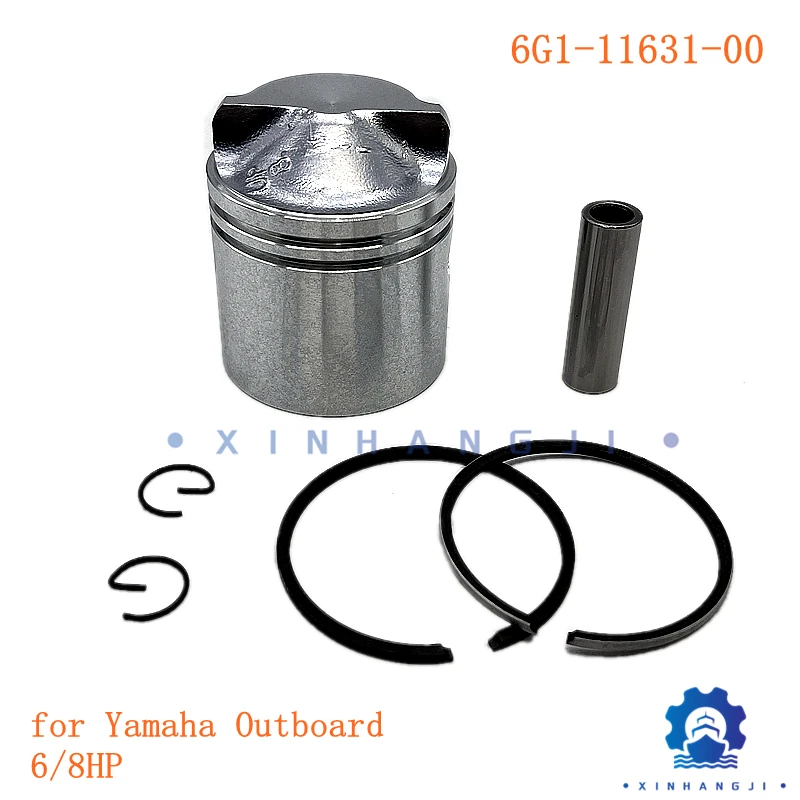 Комплект поршней 6G1-11631-00 (Std) для подвесного мотора Yamaha 2-тактный 6HP 8HP с кольцом 6G1-11631-00-98 диаметр 50 мм