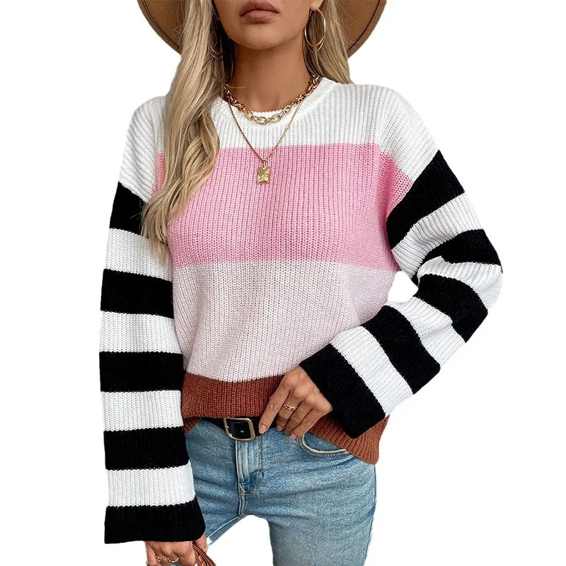 Женский пуловер Abbigliamento Donna Autunno Inverno в полоску с круглым вырезом, вязаный свитер Y2k, одежда, Джерси Rayas Mujer (art.: 3920d22e5eb36) - 3920d22e5eb36