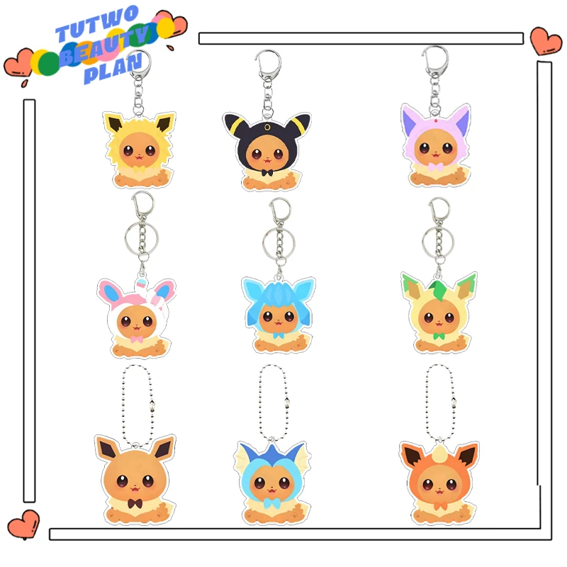 Креативный аниме акриловый брелок с рисунком Eevee Umbreon Jolteon Leafeon Sylveon Glaceon Flareon Vaporeon, фигурка, подвеска, подарок