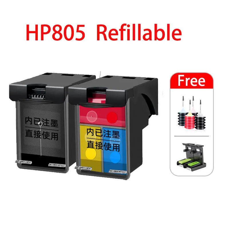 805 805XL Совместимый многоразовый картридж для замены принтера HP805 HP805XL 805XXL Deskjet 1210 1211 1212 1213 2330