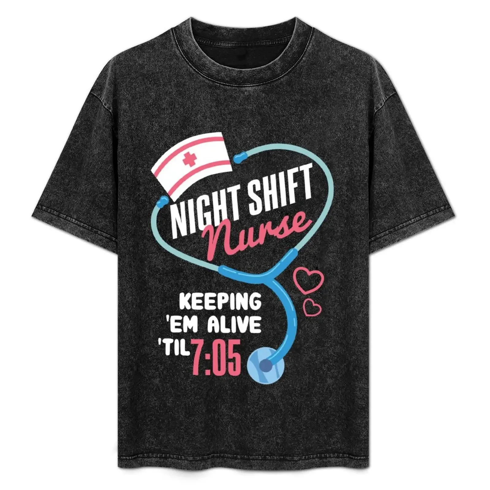 Night Shift Медсестра Keep Em Alive Till 7 asin/медицинский носитель Аварийная больница Охорона здравоохранения Скорая помощь Футболка со стетоскопом первой помощи