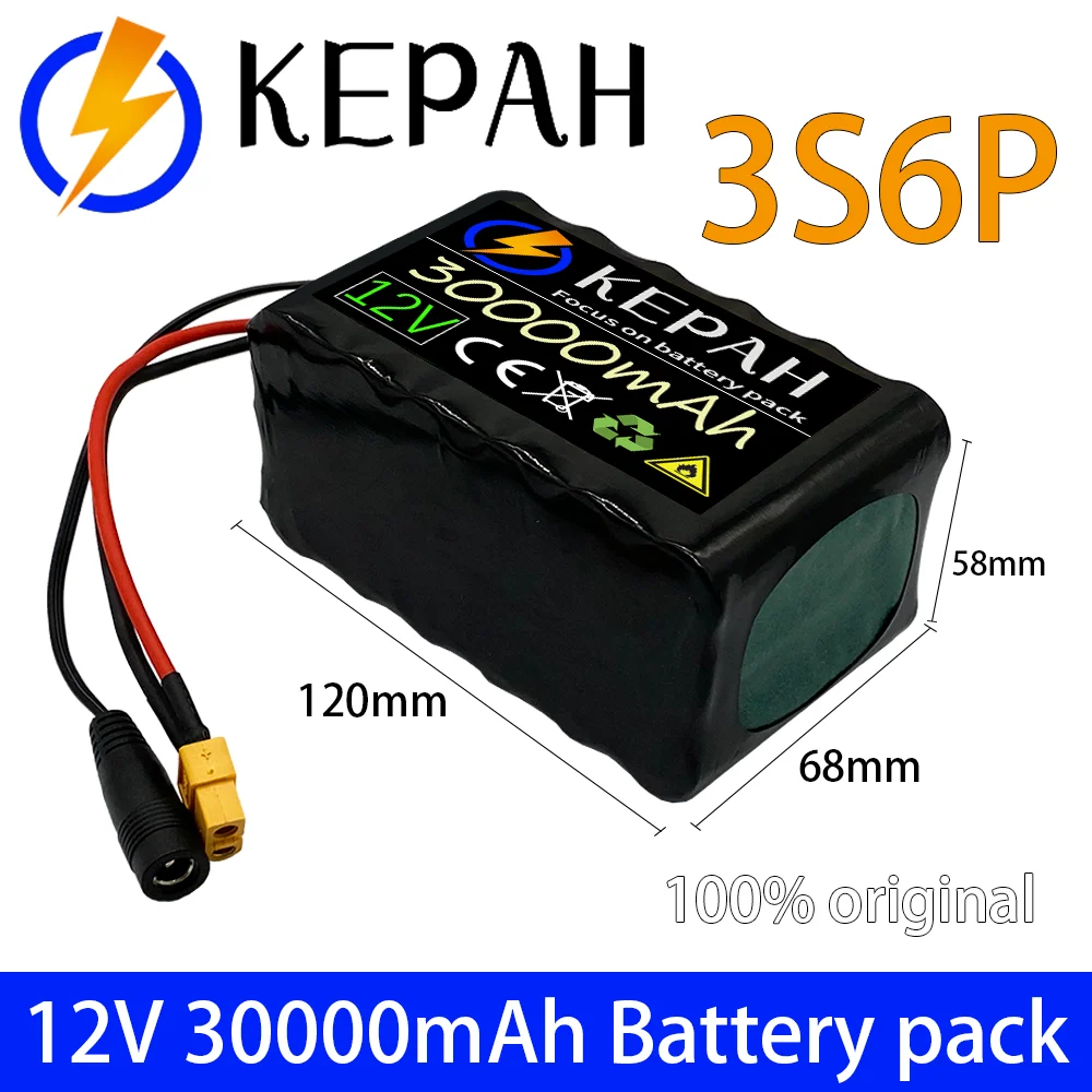 Аккумулятор 3s6p 12 в 30 Ач 40 А BMS orline, 18650 литий-ионный аккумулятор большой емкости XT60 dc5521 400 Вт, мотоциклетная лампа высокой мощности