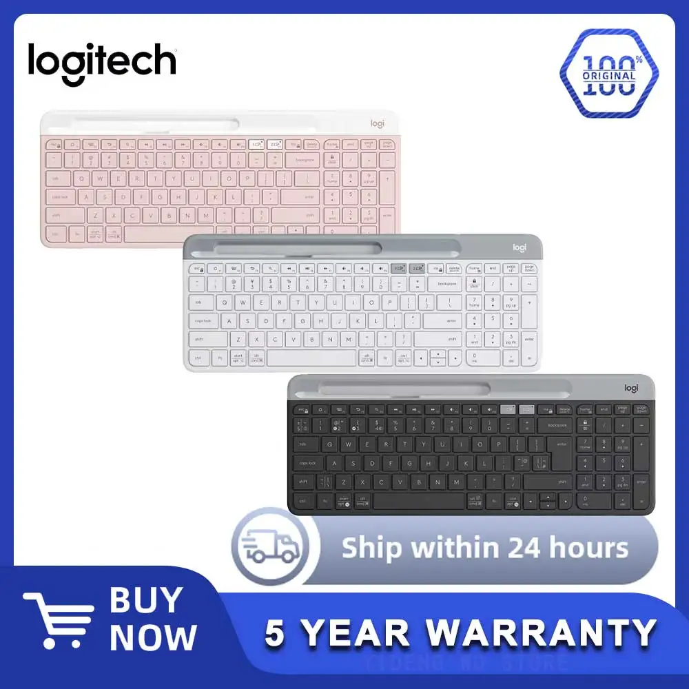 Беспроводная клавиатура Logitech K580, портативная тонкая легкая офисная клавиатура для нескольких устройств для ПК, планшета, ноутбука, Ipad, офисного компьютера Компьютерная периферия
