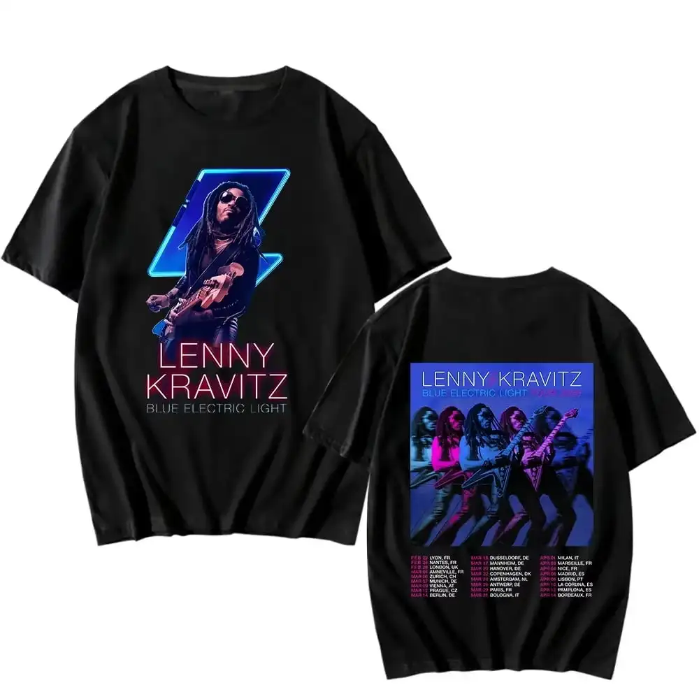 Футболка Lenny Kravitz Blue Electric Light Tour 2025, унисекс, футболка с короткими рукавами и круглым вырезом, уличная одежда