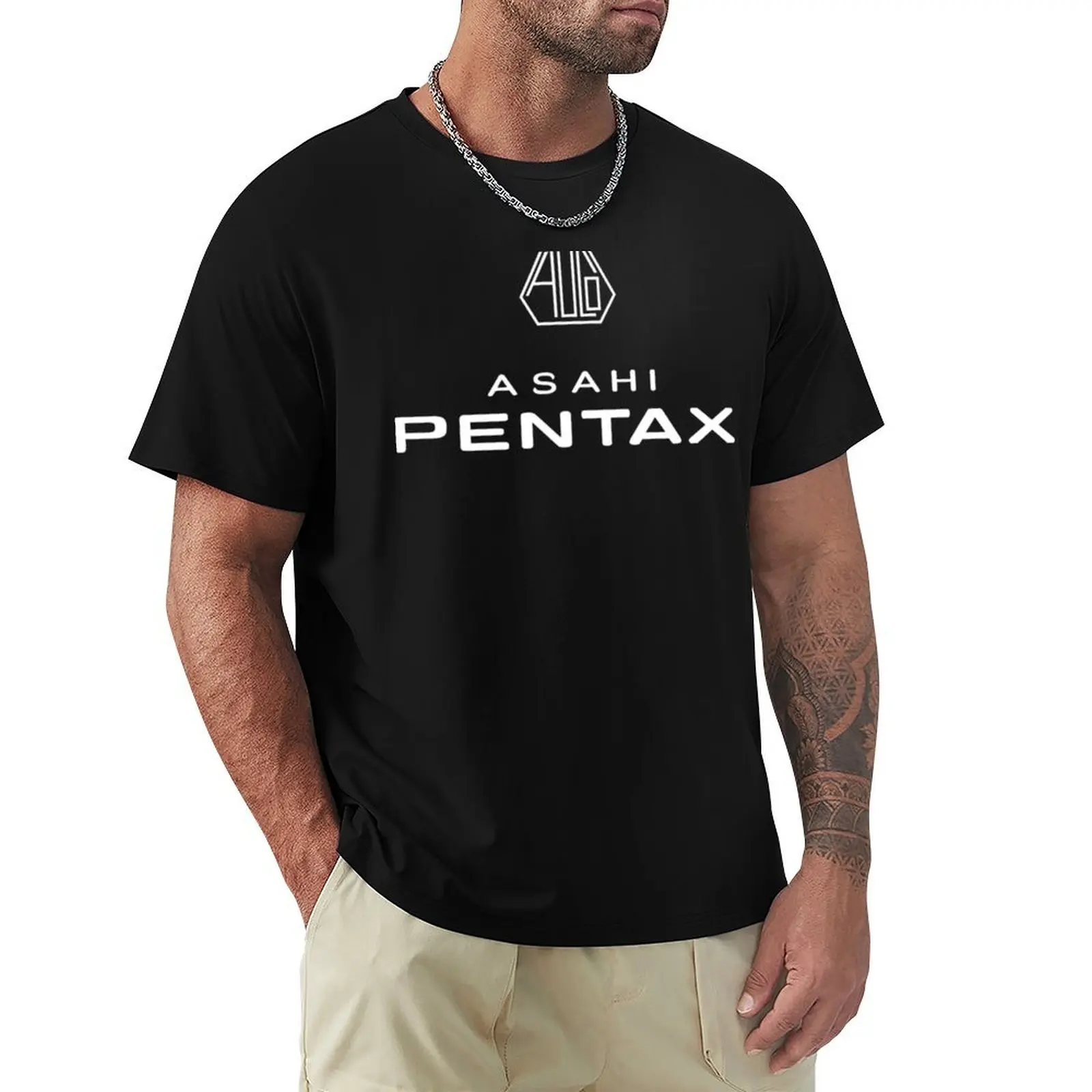 Футболка Asahi Pentax, тяжелые весы, заготовки, мужские однотонные футболки