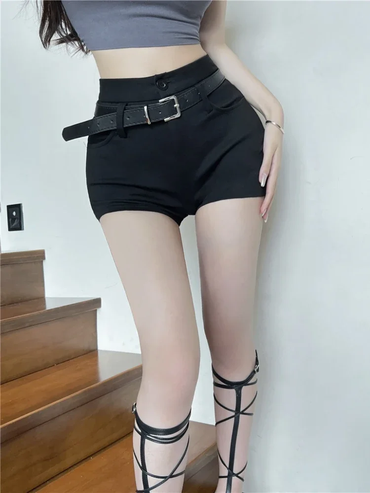 Фото Женские короткие брюки Skinny Coquette Booty с высокой талией, микро-мини-шорты для женщин, сексуальные облегающие, низкая цена, корейский стиль, струящиеся, удобные XL №4