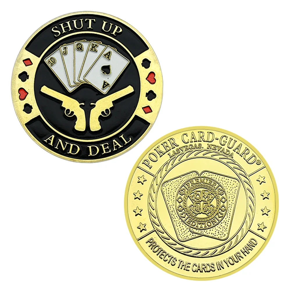Фото Заткнись и сделка Lucky Poker Монета Карта Покерная карта-Guard Памятная медаль Чип Lucky Coin Золотые металлические сувенирные поделки №3