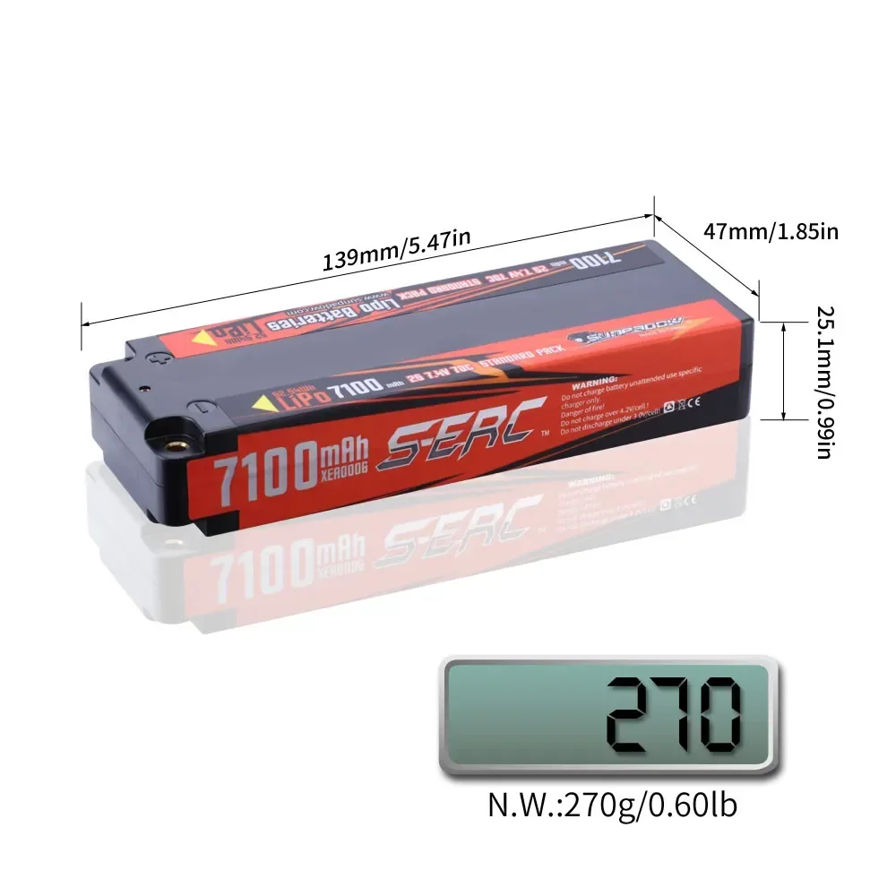 7,4 В 2S Lipo Батарея 70C 6100 мАч 7100 мАч Жесткий чехол с пулей 4 мм для радиоуправляемых транспортных средств Автомобиль Грузовик Танк Багги Трагги Гонки (art.: 3920cccb3c0ce) - 3920cccb3c0ce
