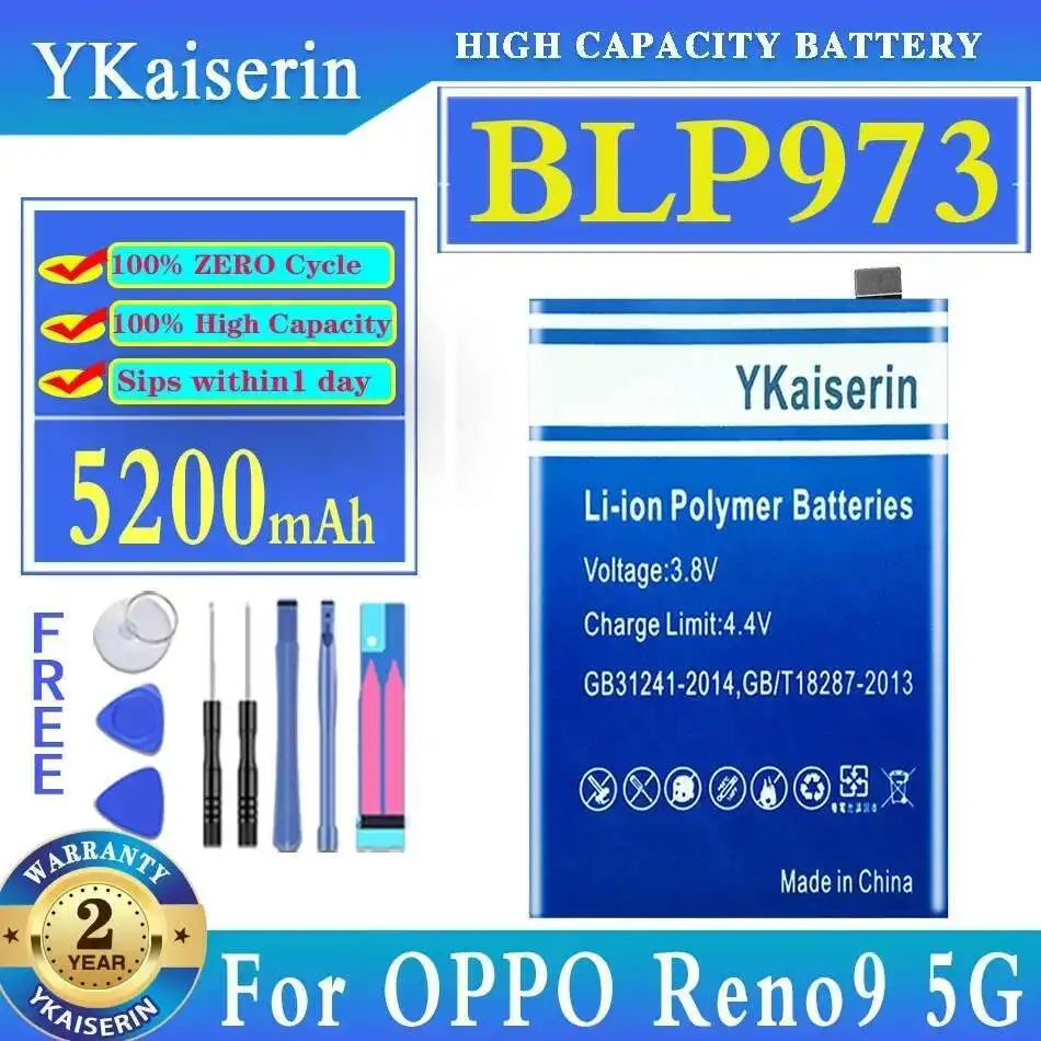 Аккумулятор мобильного телефона BLP973 для Oppo Reno9 5G PHM110 Reno 9 Pro PGX110, 5200 мАч, сейф