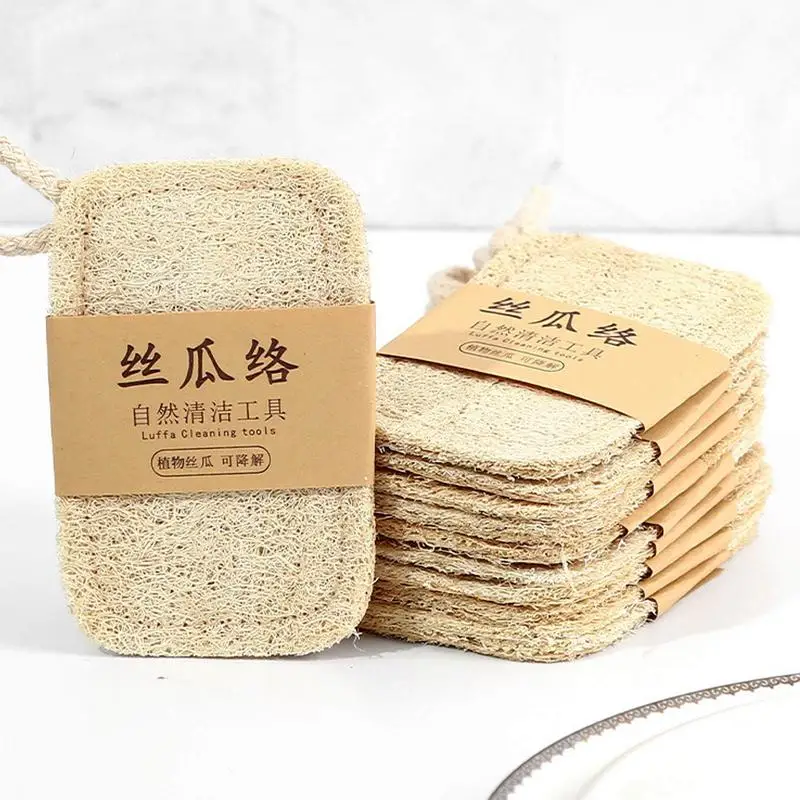 Фото Губка из натуральной люфы Loofah, губка для мытья посуды без царапин, биоразлагаемая губка для мытья посуды, губка для мытья кухни №4