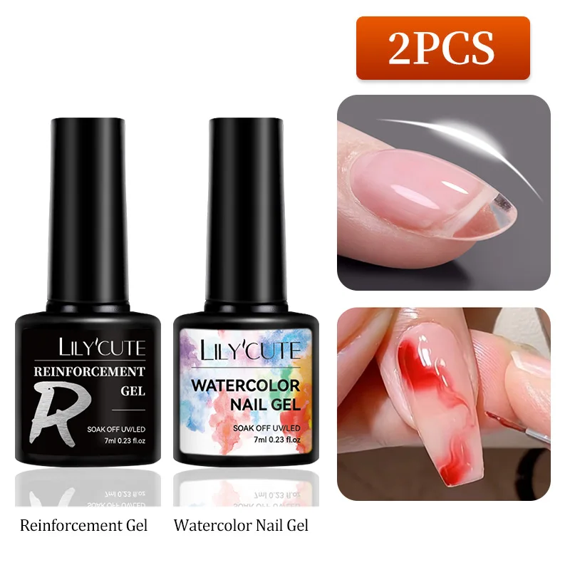 Фото LILYCUTE 2 шт. Base Nowipe Top Coat Set Soak Off УФ-светодиодный гель-лак для ногтей Армирующий гель Полуперманентный многофункциональный гель для ногтей №3
