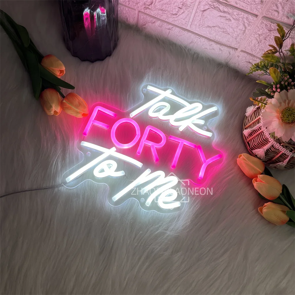 Светодиодная неоновая вывеска Talk Forty to me, настенная домашняя комната, декор, светодиодные неоновые огни на день рождения, вывеска для украшения вечеринки, дня рождения, подарки (art.: 3920d12d34fe2) - 3920d12d34fe2