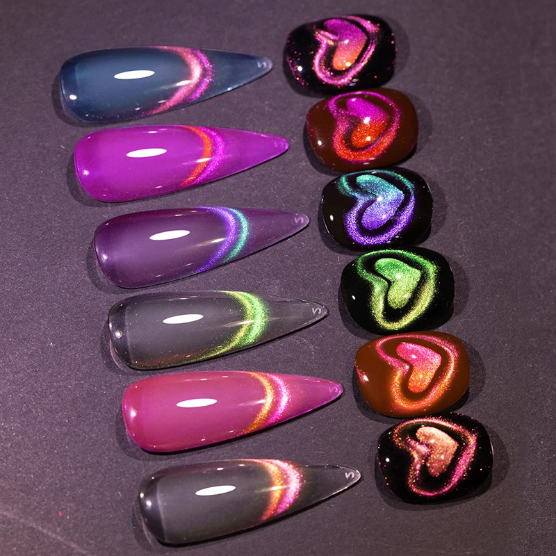 Фото BOZLIN Colorful Silky Cat Eye Nail Gel Polish 9D Shiny Magnetic Gel Polish Galaxy Effect Nail Gel Soak Off Manicure Varnish №3