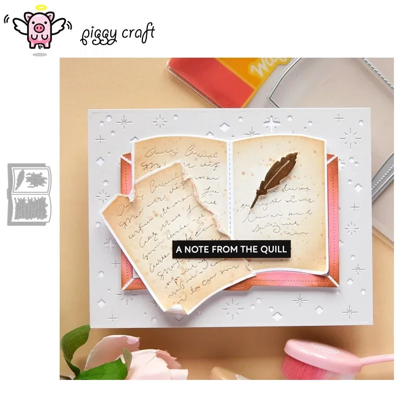 Piggy Craft металлические штампы для резки, пресс-форма, конверт для книги, перо, скрапбук, нож для рукоделия, лезвие, трафареты, штампы