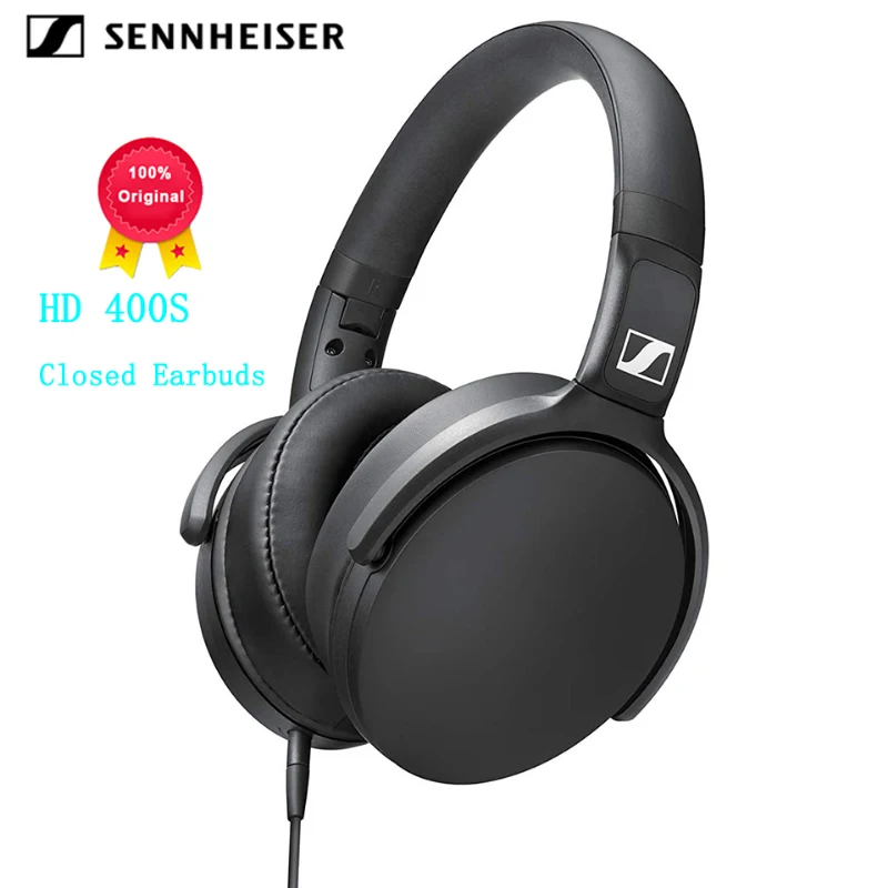 100% оригинальные наушники SENNHEISER HD400S, складные музыкальные наушники с шумоизоляцией, Спортивная гарнитура с глубокими басами, наушники-вкладыши